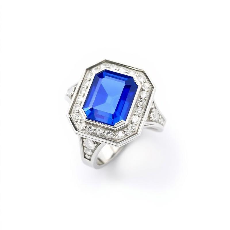 Art Deco Sapphire and Diamond Octagonal Ring
