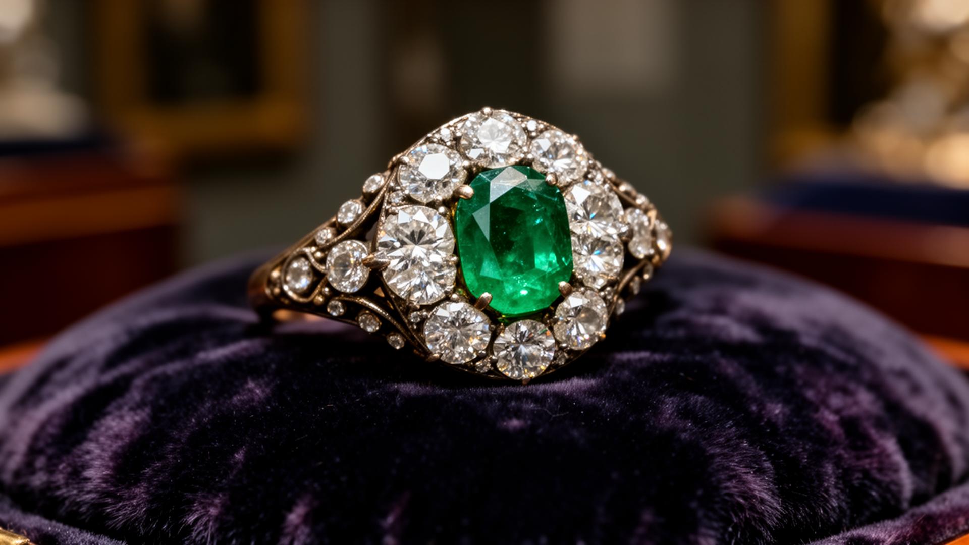 Antique emerald and diamond ring